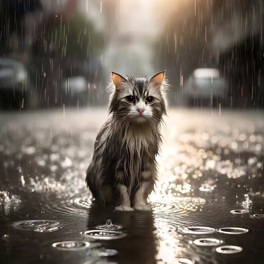 プロンプトは「雨に濡れる子猫の写真を生成してください」by DALL-E
