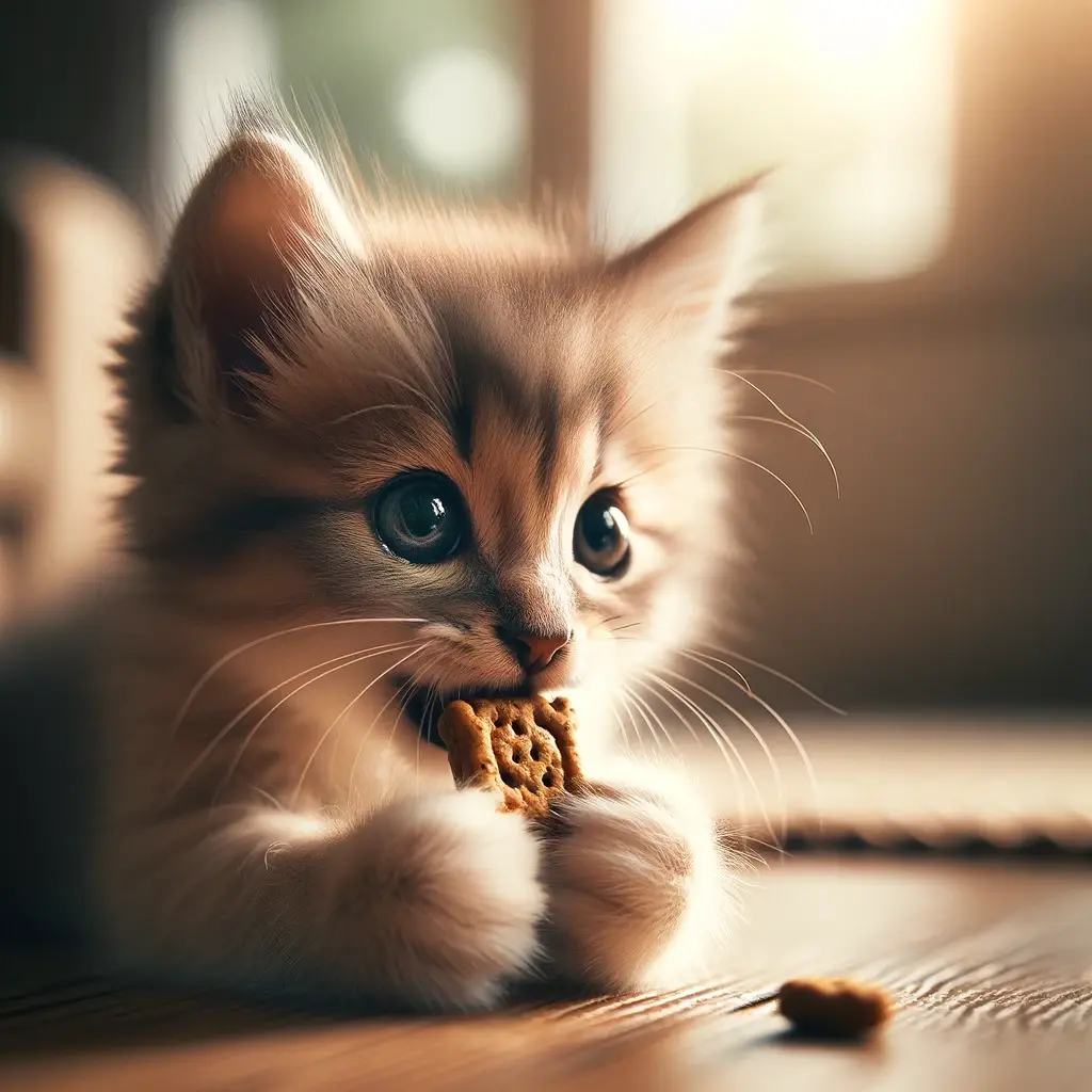 プロンプトは「おやつを食べる子猫の写真を生成してください」by DALL-E